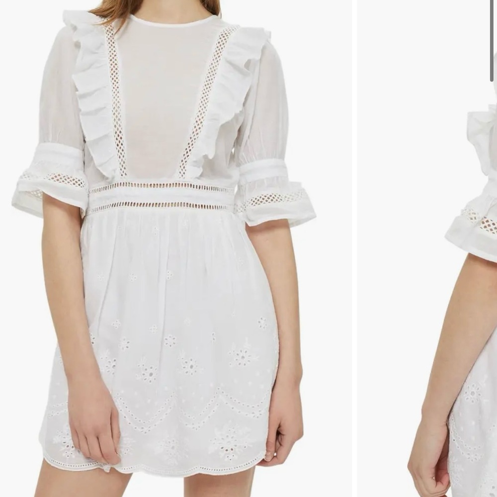 TOPSHOP Broderie‎ Ruffle Minidress